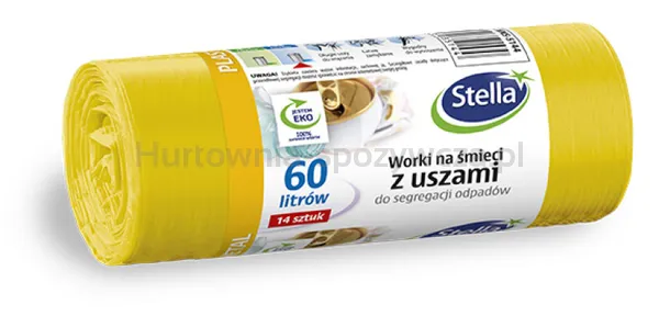 Stella Worki z uszami do segregacji plastiku i metali, 60 l, 14 szt., żółte, żółty