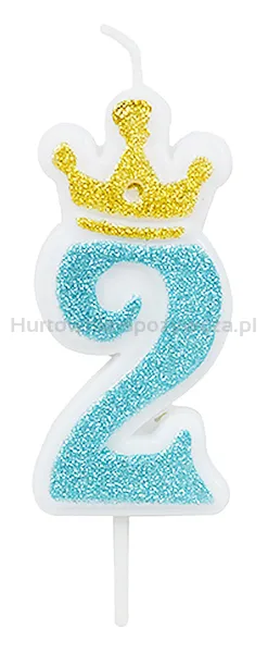 Świeczka PARTY GO, cyfra 2, 6,8cm, niebieska