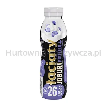 Jogurt Łaciaty jagoda ze śmietanką z wysoką zawartością białka w butelce typu PET 360g