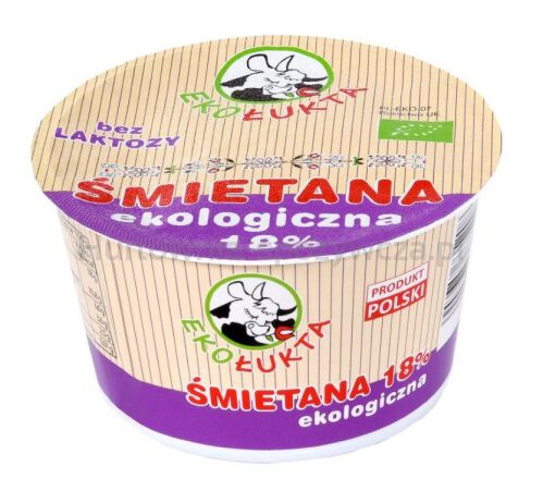 Śmietana 18 % Bez Laktozy Bio 200 G - Eko Łukta [BIO]