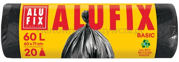 Alufix Worki na śmieci Economy, HDPE, 60l, 20 szt., Czarna