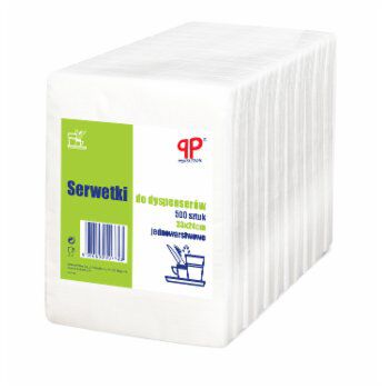 Pp Professional Serwetki Białe Jednowarstwowe Do Dyspenserów 33X24Cm 500 Sztuk