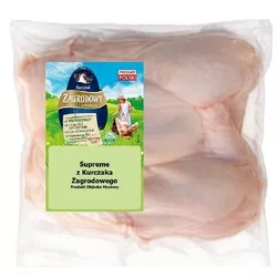 ZAGRODOWY SUPREME Z KURCZAKÓW, (FILETY ZE SKÓRĄ I PIERWSZYM CZŁONEM SKRZYDŁA) ok. 1,5 KG, VACCUM, MROŻONE