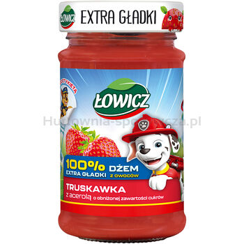 Łowicz Dżem 100% Z Owoców Extra Gładki Truskawka Z Acerolą 225 G