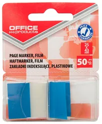 Zakładki Indeksujące Office Products, Pp, 25X43Mm, 1X50 Kart., Blister, Niebieskie