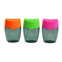 Temperówka plastikowa KEYROAD, nietłukąca, podwójna, z pojemnikiem, blister, mix kolorów - 2