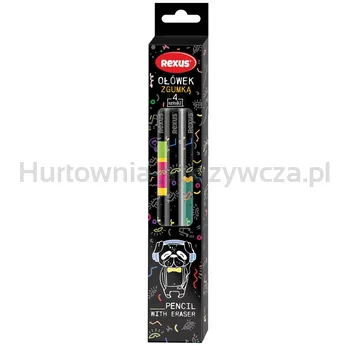 Ołówek Z Gumką 4 Szt. Rexus Teens