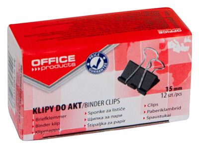 Office Products Klipy do dokumentów 15mm, 12szt., czarne [BIURO]