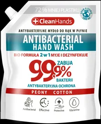 Mydło Antybakteryjne Clean Hands, Bio 99,9% Peony&Cotton, 1000 Ml