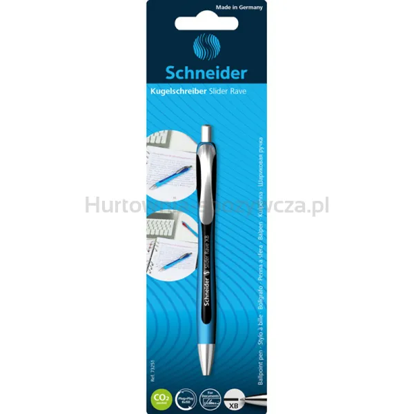 Długopis automatyczny SCHNEIDER Slider Rave, XB, 1szt., blister, czarny