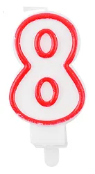 Świeczka PARTY GO, cyfra 8, 9cm, biało-czerwona