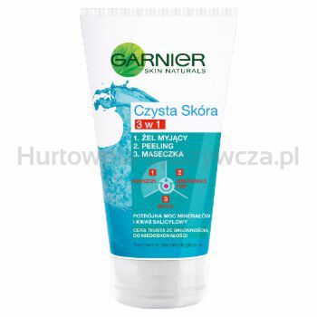 Garnier Czysta Skóra 3 W 1 Żel Myjący Peeling Maseczka 150 Ml