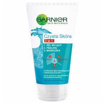 Garnier Czysta Skóra 3 W 1 Żel Myjący Peeling Maseczka 150 Ml