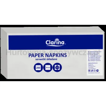 Clarina Serwetki gastronomiczne białe 24x24 200szt 1/4 dwuwarstwowe 