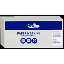 Clarina Serwetki gastronomiczne białe 24x24 200szt 1/4 dwuwarstwowe 