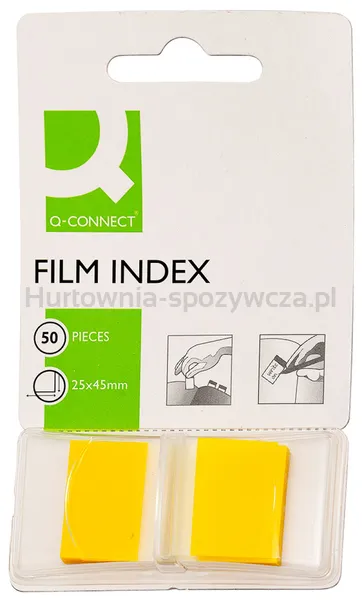 Q-Connect Zakładki indeksujące PP, 25,4x43,7mm, 50 kart., żółte 