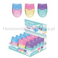 Temperówka KEYROAD Wave, plastikowa, podwójna, z pojemnikiem, pakowane na displayu, mix kolorów pastelowych - 2