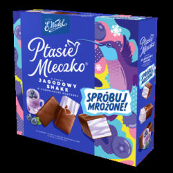 E.Wedel Ptasie Mleczko® o smaku jagodowy shake w czekoladzie mlecznej 340g