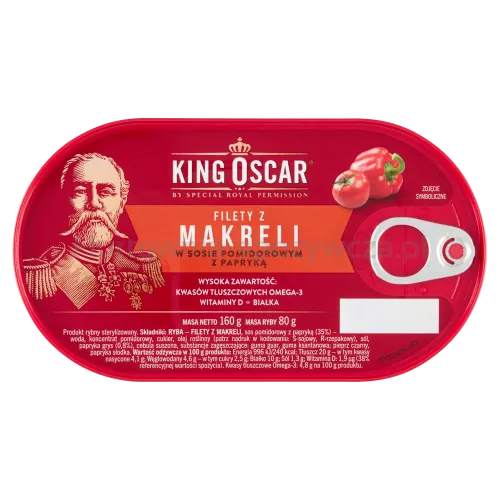 King Oscar Filety Z Makreli W Sosie Pomidorowym Z Papryką 160G 
