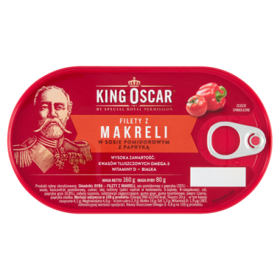 King Oscar Filety Z Makreli W Sosie Pomidorowym Z Papryką 160G 