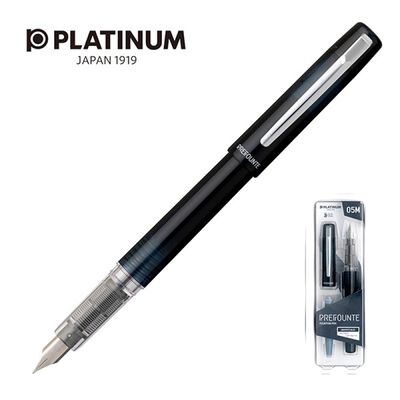 Platinum Pióro wieczne Prefounte Graphite Blue, M, w plastikowym opakowaniu, na blistrze, granatowe [BIURO]