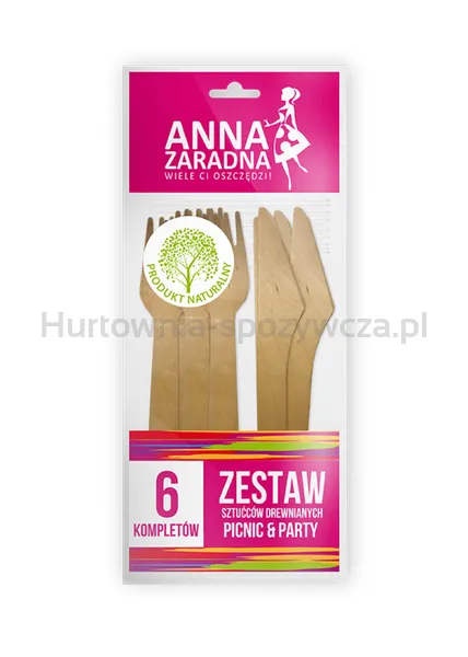 Anna Zaradna Zestaw Sztućców Drewnianych 6 Kompletów