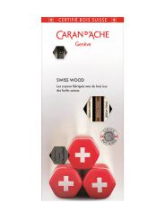 Zestaw Ołówków Caran D'Ache Swiss Wood, 3Szt + Gumka I Temperówka, Mix Kolorów