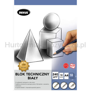 Blok techniczny biały A4/10k. Premium Rexus