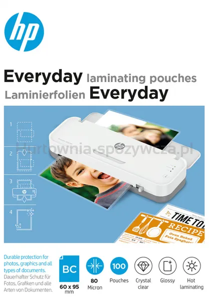 Hp Everydayfolie Laminacyjnebusiness Card, 80 Mic, 100 Szt., Przezroczyste/Połysk 