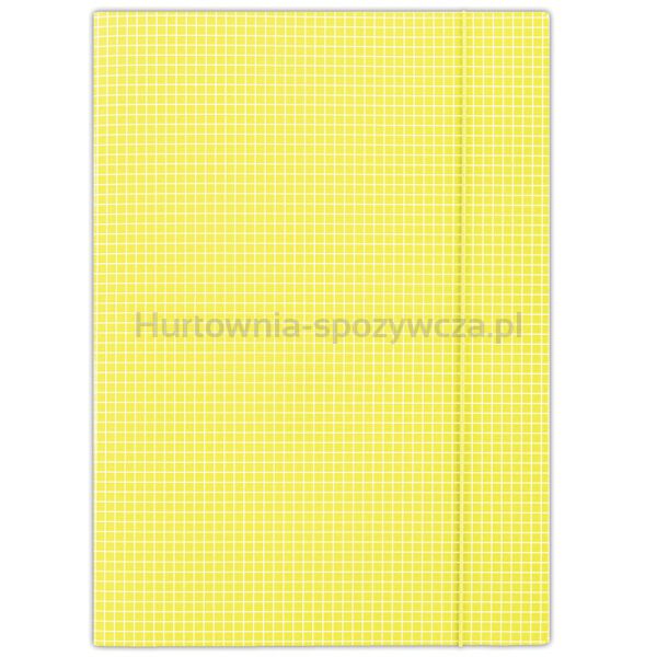 Donau Teczka z gumką karton, A4, 400gsm, 3-skrz., żółta w kratę 