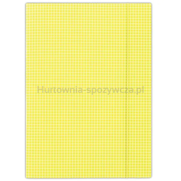 Donau Teczka z gumką karton, A4, 400gsm, 3-skrz., żółta w kratę 