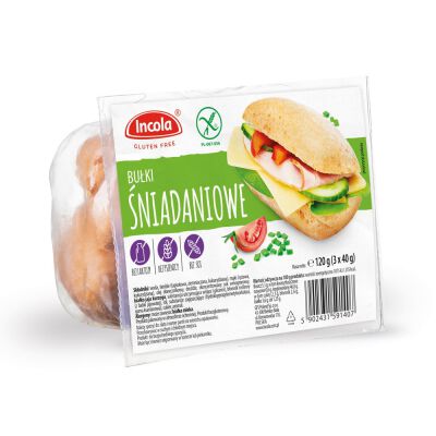 Bułki Śniadaniowe Bezglutenowe (3 Szt.) 120 G - Incola [BIO]