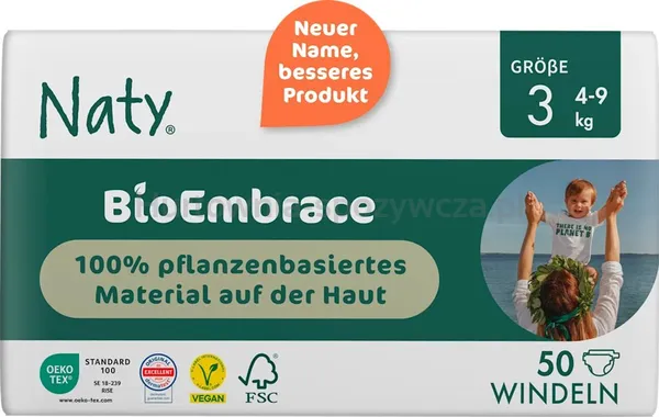 Ekologiczne pieluchy jednorazowe, rozmiar 3, 4-9 kg, 50 szt