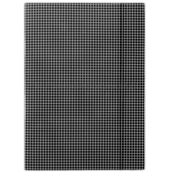 Donau Teczka z gumką karton, A4, 400gsm, 3-skrz., Czarna w kratę 