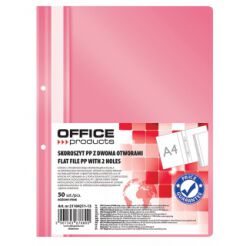 Skoroszyt Office Products, Pp, A4, 2 Otwory, 100/170Mikr., Wpinany, Różowy
