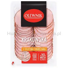 Olewnik Krakowska kiełbasa sucha z filetem z kurczaka plastry 90 g 