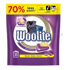 Woolite Kapsułki Do Prania Żelowe z keratyną czerń, ciemne kolory & jeans 33 szt