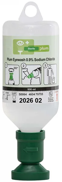 PLUM Eyewash Płyn do oczu 0,9% chlorku sodu, z nakładką na oko, 500ml