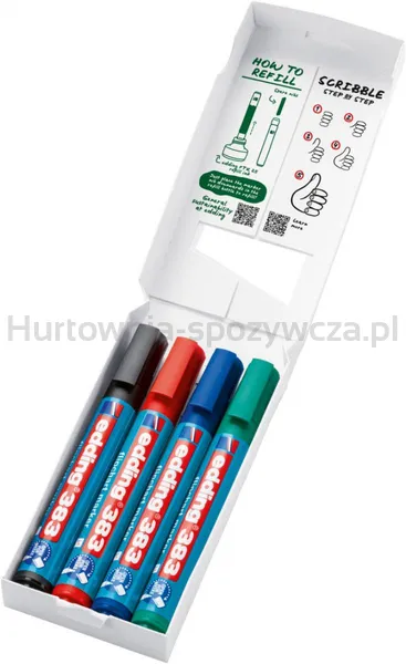 Marker do flipchartów e-383 EDDING, 1-5 mm, 4 szt., mix kolorów
