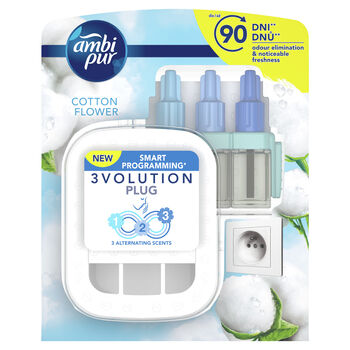 Ambi Pur Odświeżacz Powietrza 3Volution Cotton Elektryczny Zestaw Startowy 20 Ml