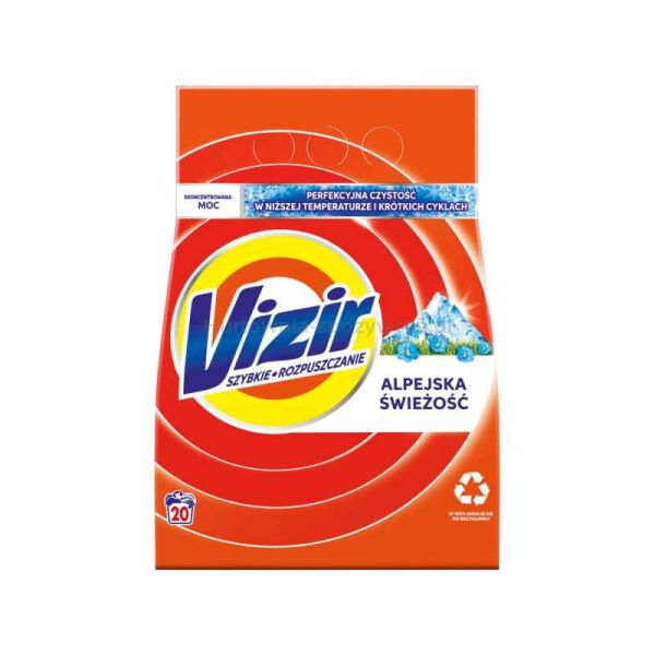 Vizir Proszek Do Prania Szybkie rozpuszczanie Alpejska świeżość 20 prań 1,1 kg