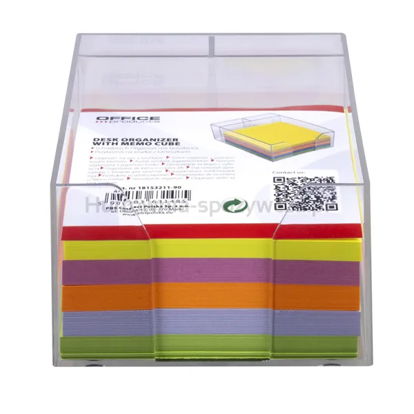 Przybornik Na Biurko Office Products, Z Kolorowymi Karteczkami, Plastikowy, Transparentny