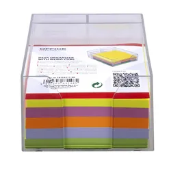 Przybornik na biurko OFFICE PRODUCTS, z kolorowymi karteczkami, plastikowy, transparentny
