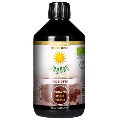 Koncentrat Napoju Probiotycznego Kurkuma Imbir Pieprz Bezglutenowy Bio 500 Ml - Joy Day [BIO]