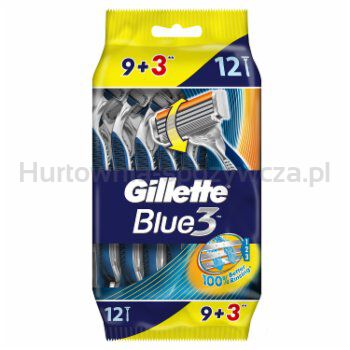 Gillette Blue3 Comfort Jednorazowa Maszynka Do Golenia Dla Mężczyzn, 12 Sztuk