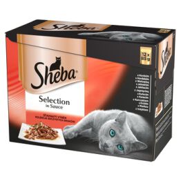 Sheba Selection In Sauce Kolekcja Soczystych Smaków Karma Pełnoporcjowa 1,02 Kg (12 Saszetek)