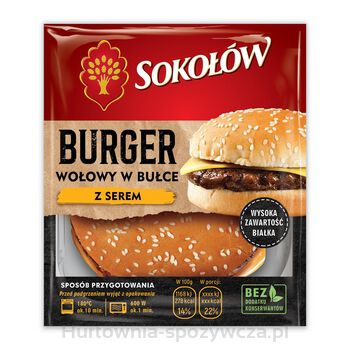 Burger wołowy w bułce 155g Sokołów