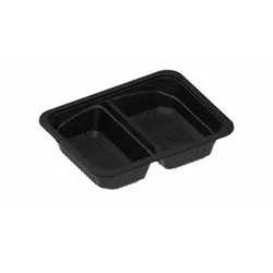 Guillin Maptipack Pojemniki Obiadowe Pp Żebrowane Czarne Dwukomorowe 550/450 Ml | 40 Szt.