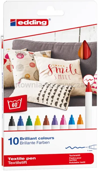Edding Pisak tekstylny e-4600/10 S 1mm, 10 szt., pudełko, mix kolorów 