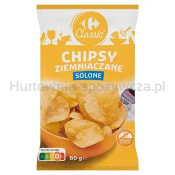 Carrefour Classic Chipsy ziemniaczane Solone 80 g(Duża Paka)